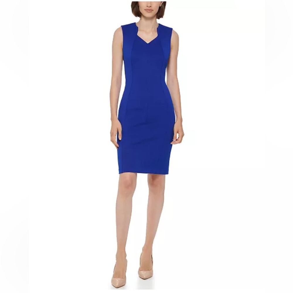 Calvin Klein Blue Scuba Sleeveless Dress